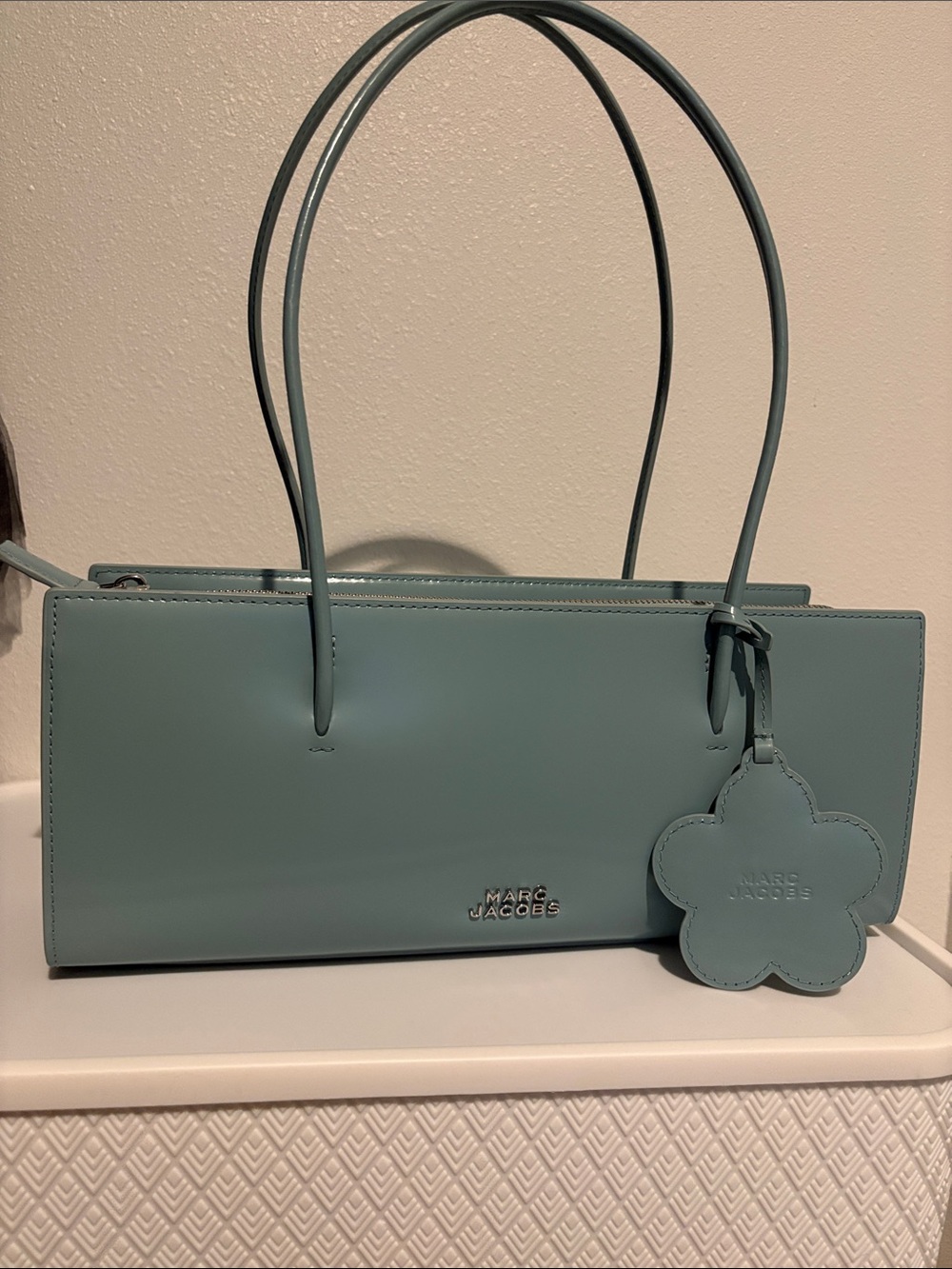 Marc Jacobs Blue Leather Shoulder Bag with Flower Charm
